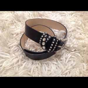 Studded black leather belt